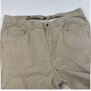 Tommy Bahama Pants Mens 36x28 Beige Lightweight Trousers Silk Linen Blend Casual